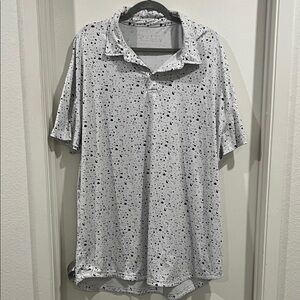 BYLT Basics Drop Cut Black and Gray Speckled Polo